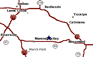 Map of area surrounding Moreno Valley